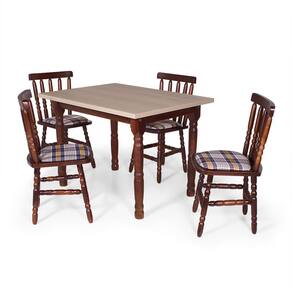 Conjunto Mesa de Jantar Retangular 110x80cm Imbuia com 4 Cadeiras em Madeira Maciça Estofada Mônaco Imbuia - Straub Web