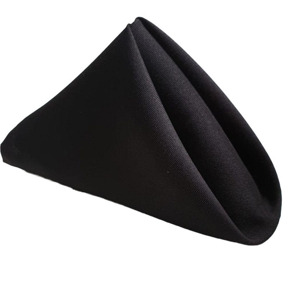 Kit Guardanapo Boca Tecido Mesa Posta 8 Pç Oxford Liso Preto