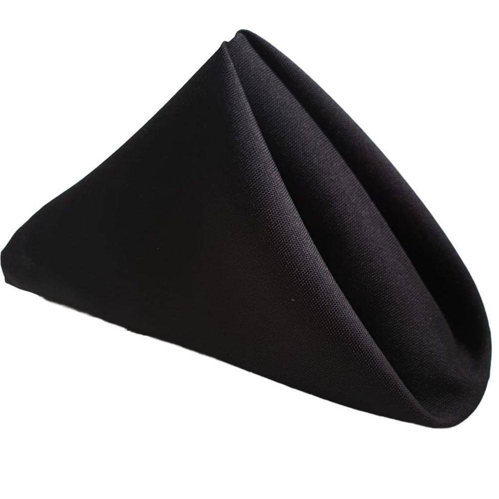 Kit Guardanapo Boca Tecido Mesa Posta 6 Pç Oxford Liso Preto