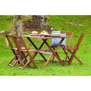 Conjunto para Jardim 1 Mesa e 4 Cadeiras sem Braços Ipanema Marrom Escuro