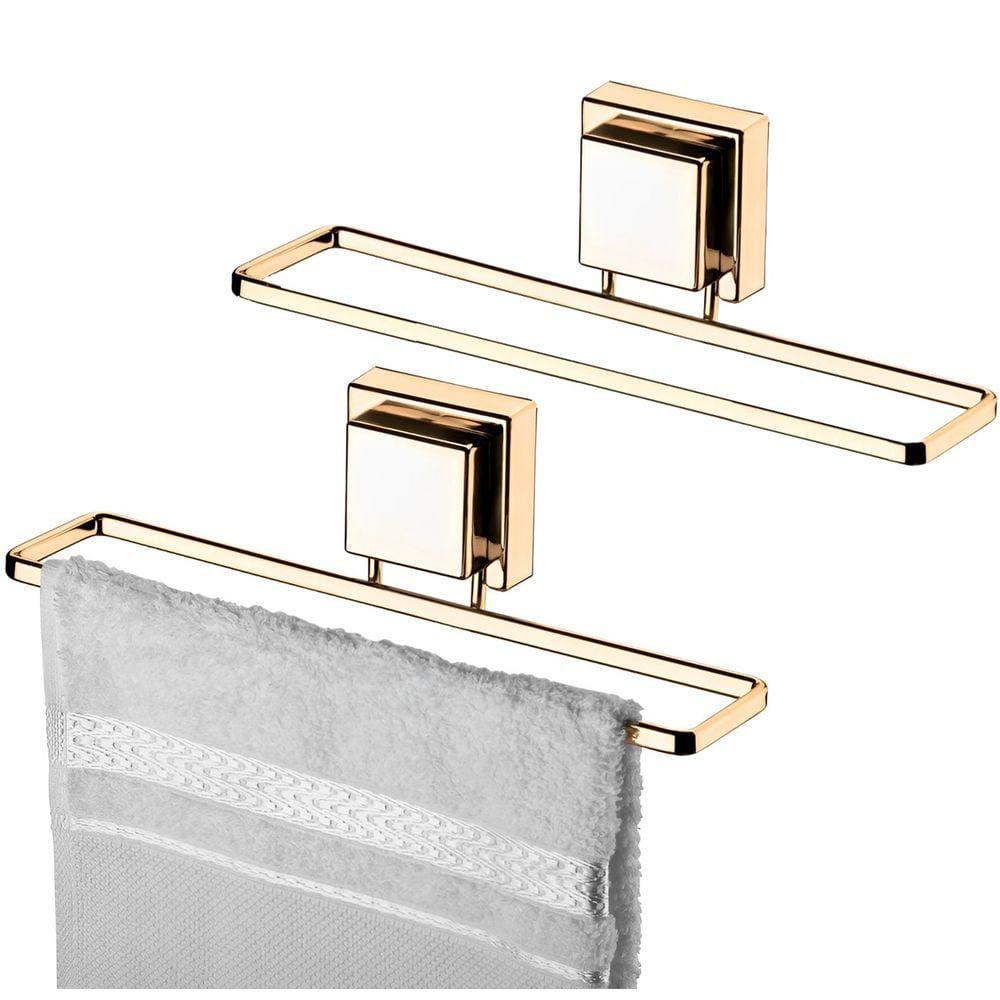 Kit 2 Suporte Porta Toalha Toalheiro 25cm Ventosa Parede Banheiro Dourado - Future