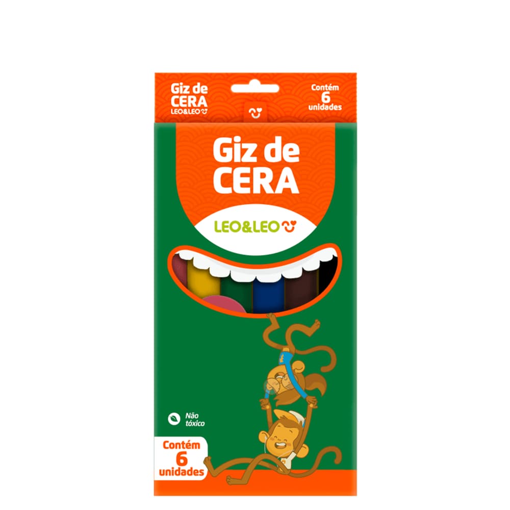 Giz de Cera 6 Cores Fino Leo e Leo