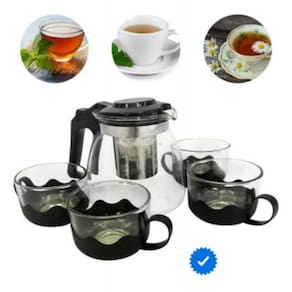 Chaleira Bule Infusor 1L E 4 Xícaras Inox Café Cozinha Chá