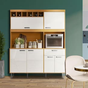 Armário Para Cozinha Compacta 6 Portas 1 Gaveta Marrom Off White Salvatore Shop Jm