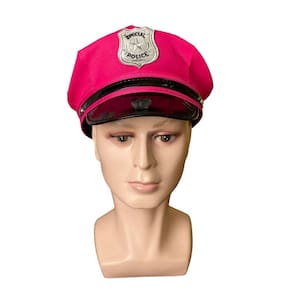 Quepe Policial Rosa Adulto Com Emblema Fantasia Carnaval