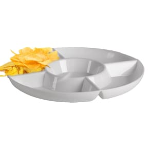 Petisqueira Branca Redonda Com 5 Divisões Le Chef 28CmX3Cm
