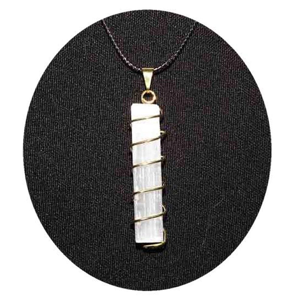 Colar Nlux Espiral Canudo Selenita Grande Montagem Dourado