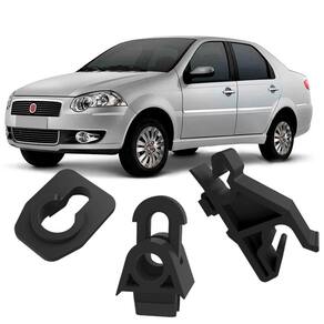 Kit Grampos Presilhas Para Haste Vareta do Capô Siena G4 2008 2009 2010 2011 2012