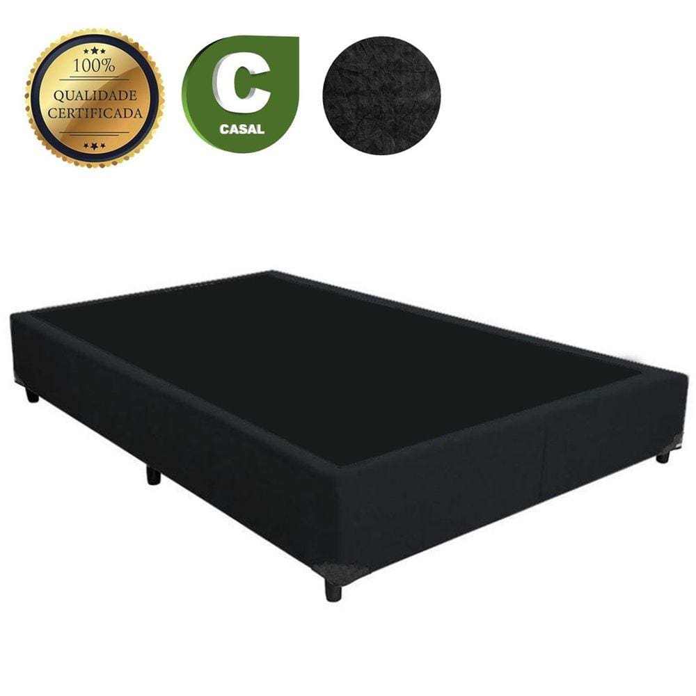 Base Cama Box Casal 1,38 x 1,88 x 0,28 Suede Amassado Lobbox - Preto