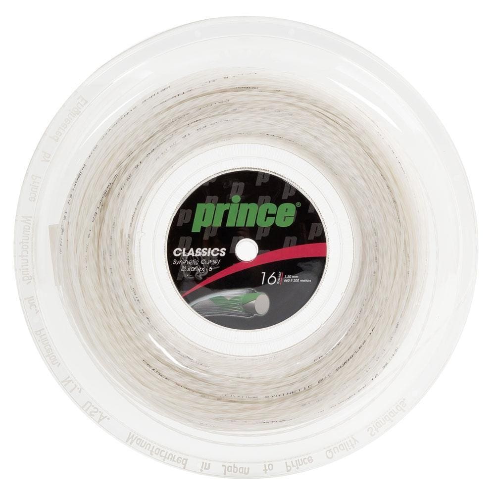 Corda Prince Synthetic Gut Duraflex 16L 1.30mm Branca - Rolo com 200 metros