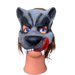 Mascara Lobo Mau Metade Do Rosto Com Lingua Pra Fora- Festa