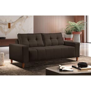 Sofá 3 Lugares Veludo 220cm com Molas Beny Marrom café