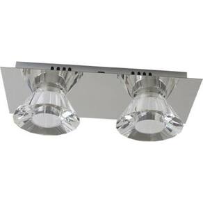 Plafon Retangular Bloco Cristal Conico Duplo Base Inox