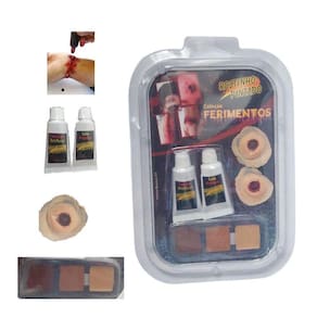Maquiagem Terror Para Halloween Sangue Falso Prótese 2 Tiros