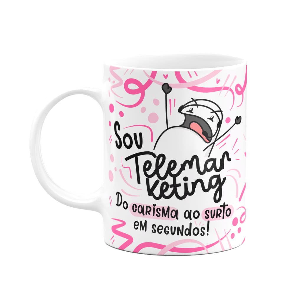 Caneca Flork Profissões - Sou Telemarketing Bg-pink