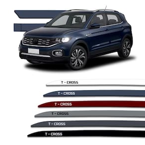 Jogo Friso Lateral T-Cross 2019 2020 2021 2022 2023 Facão com Grafia Adesivo