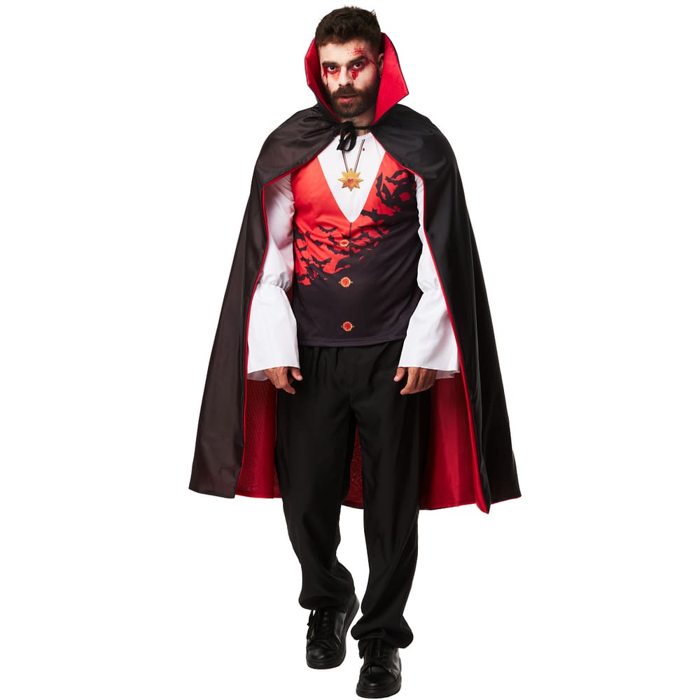 Fantasia Drácula Vampiro Halloween Adulto Roupa e Capa Luxo