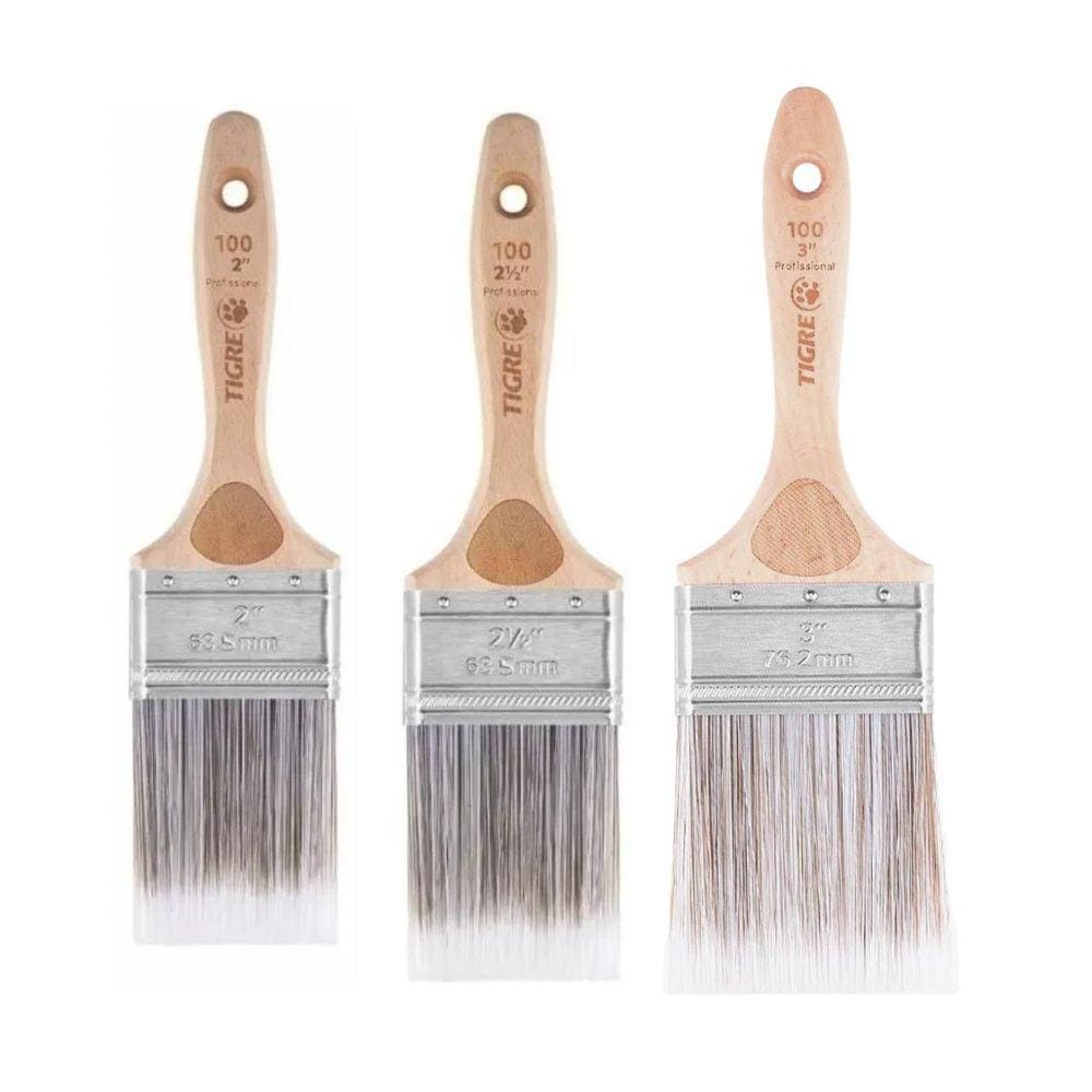 Kit 3 Pincel Trincha Reto Recorte Profissional 100 Tigre