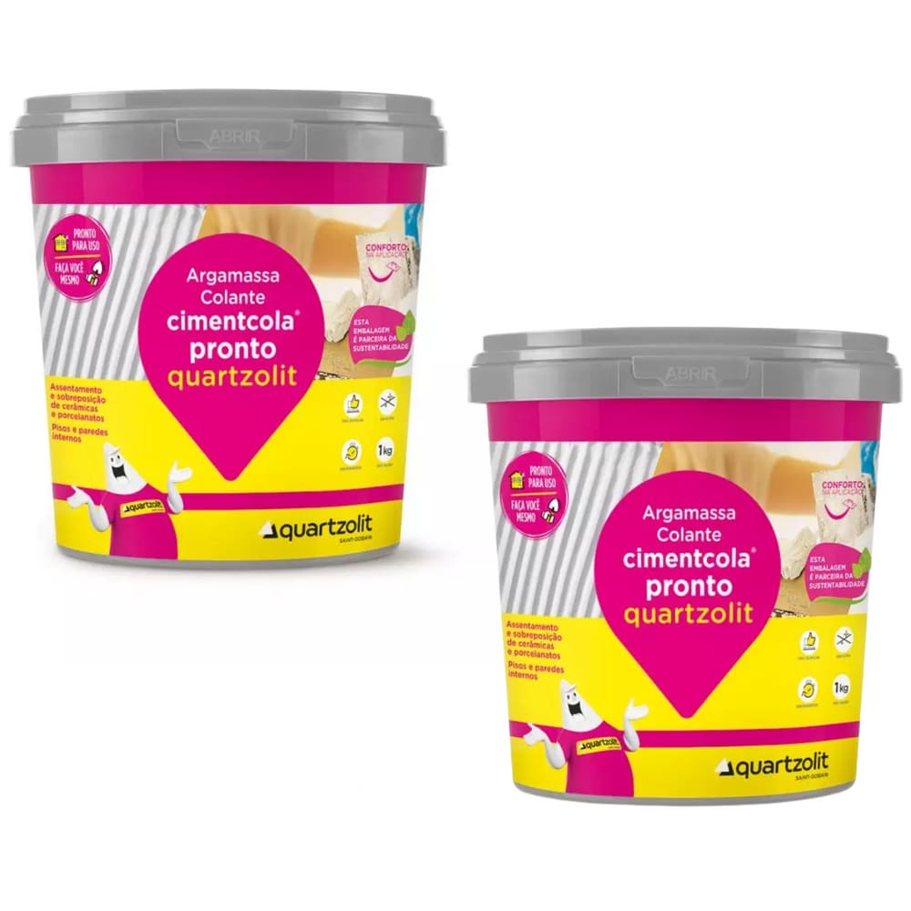 Kit 2 Cimento Cola Pronto Pratico Facil Cimentcola 1Kg Quartzolit