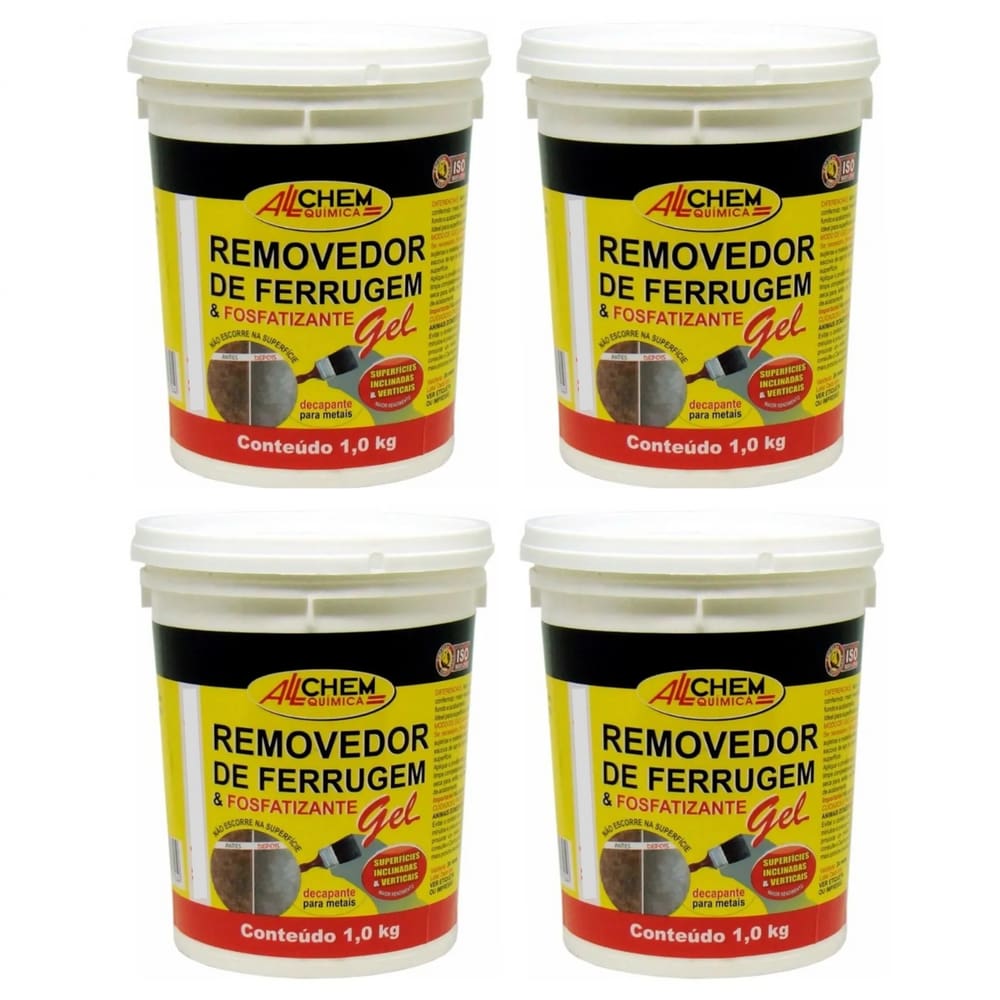 Kit 4 Removedor De Ferrugem Em Gel Não Escorre 1 Kg Allchem