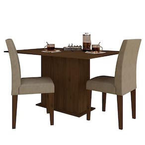 Mesa De Jantar 2 Cadeiras Atenas Imbuia/suede Capuccino - M. Arapongas