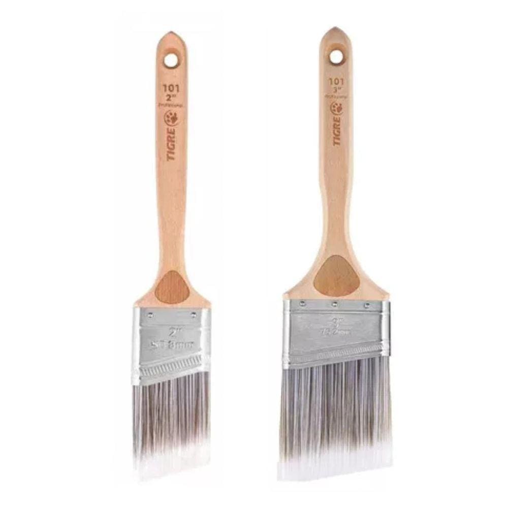 Kit 2 Pincel Trincha Angular Recorte Profissional 101 Tigre