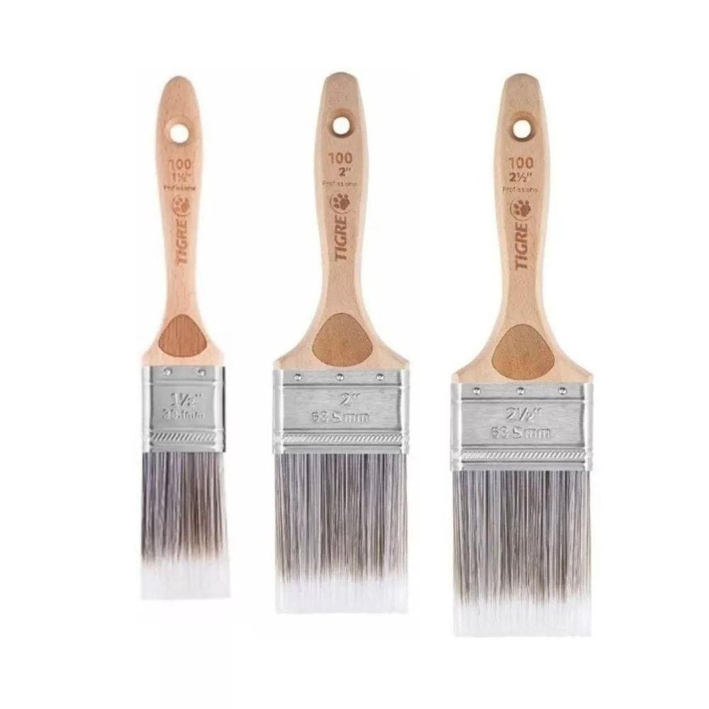 Kit 3 Pincel Trincha Reto Recorte Profissional 100 Tigre