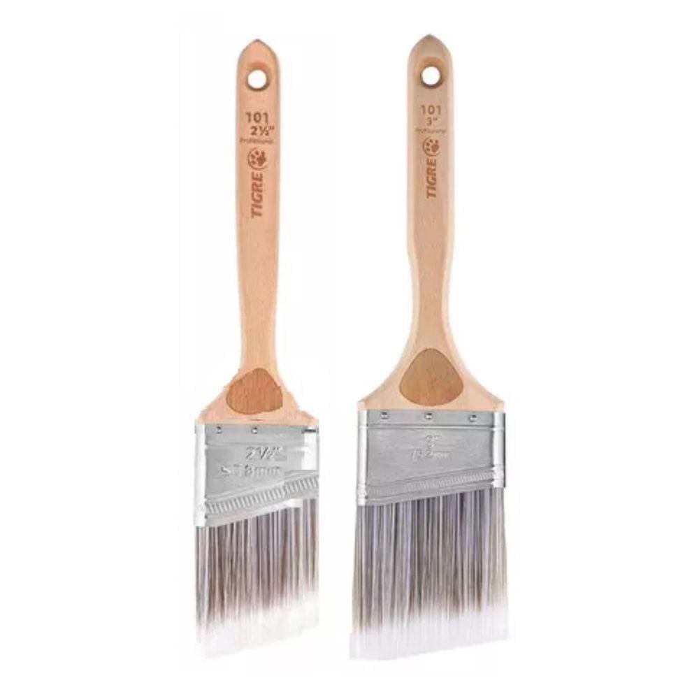 Kit 2 Pincel Trincha Angular Recorte Profissional 101 Tigre