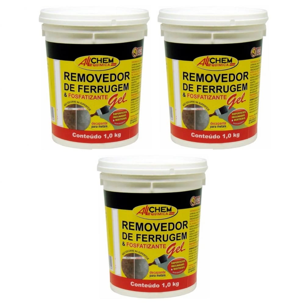 Kit 3 Removedor De Ferrugem Em Gel Não Escorre 1 Kg Allchem