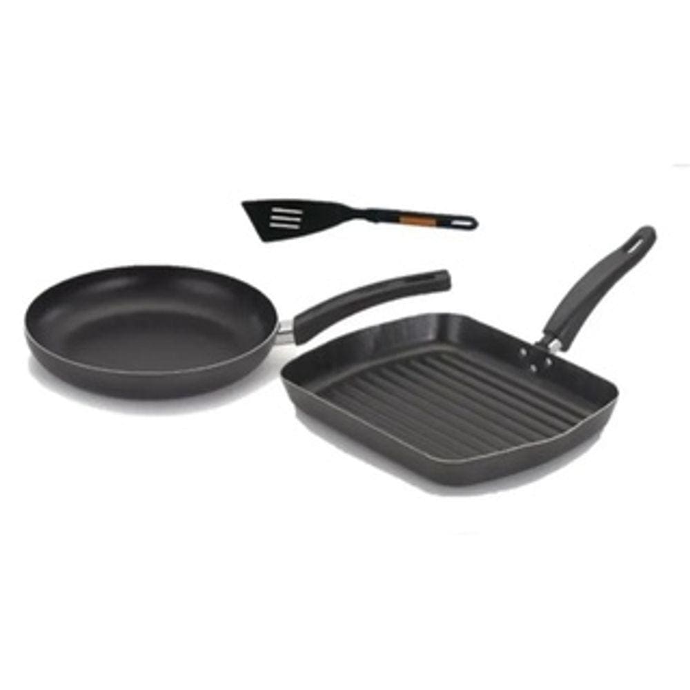 Kit 2 Frigideiras Bifeira Grill Antiaderente + 1 Espátula