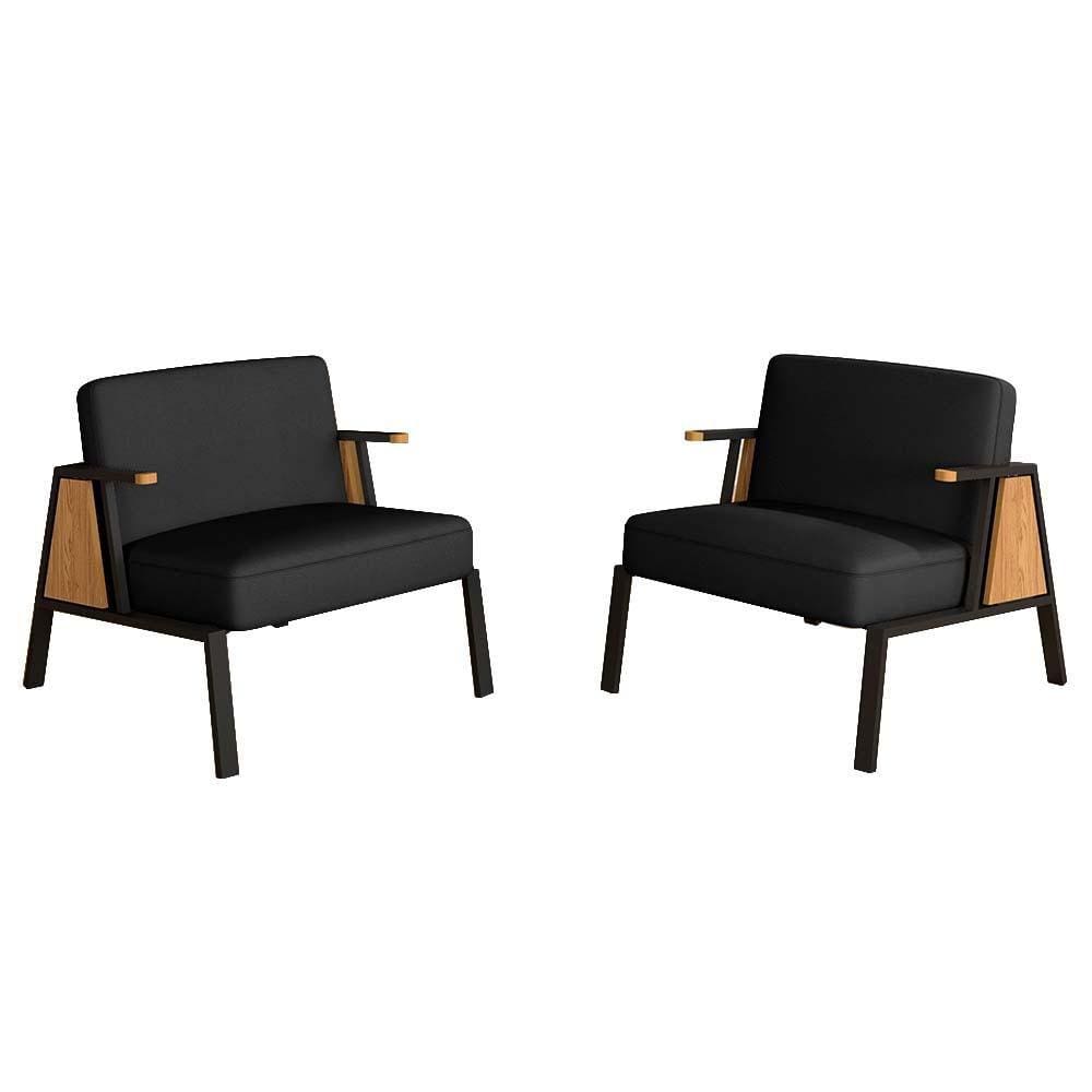 Kit 2 Poltronas Decorativa Newark Preto/cinamomo/preto - M. Arapongas