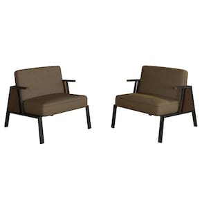 Kit 2 Poltronas Decorativa Newark Preto/imbuia/capuccin - M. Arapongas