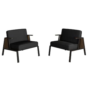 Kit 2 Poltronas Decorativa Newark Preto/imbuia/preto - M. Arapongas
