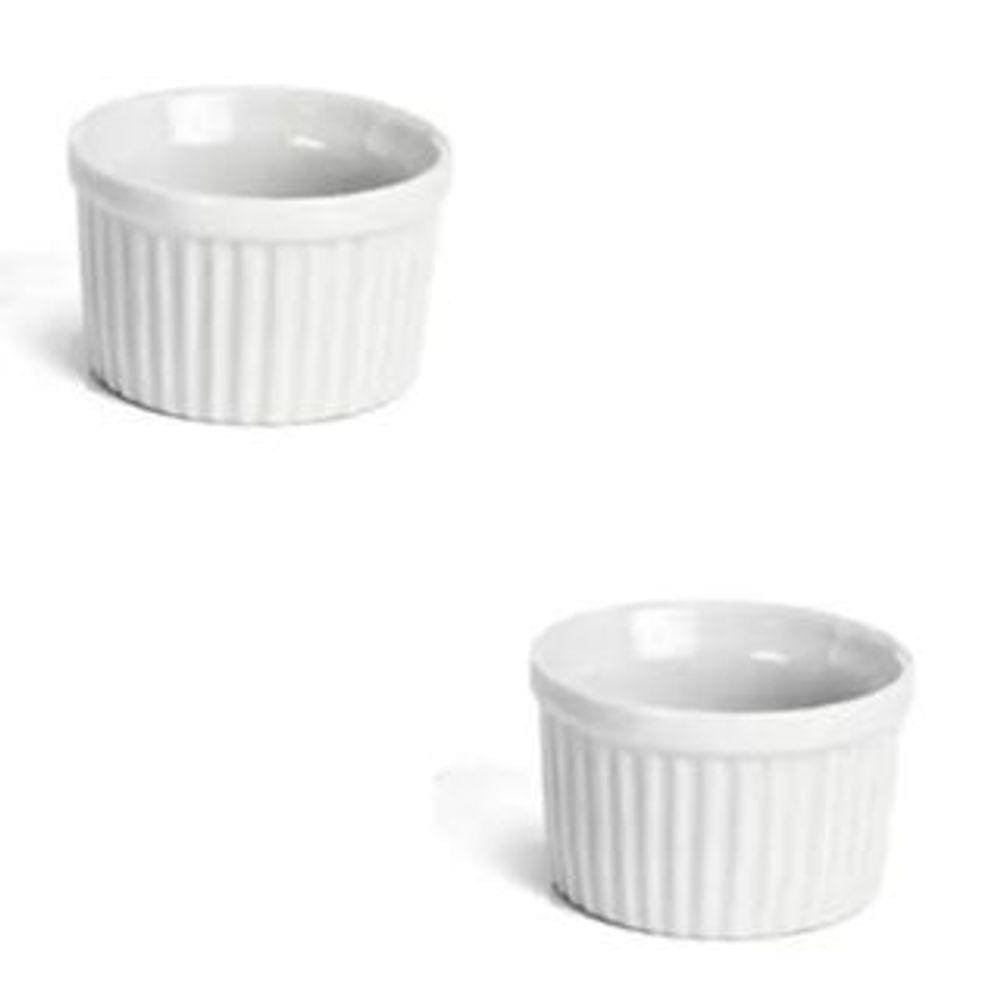 Kit 2 Ramekin Cerâmica Branco 50ml Molheira Potinho