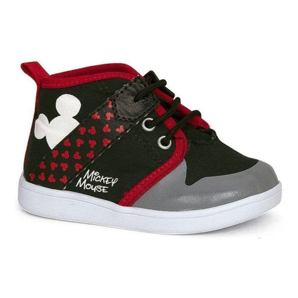 Tênis Infantil Mickey Mouse Disney Nº26 Cor Preto com Vermelho - Sugar Shoes