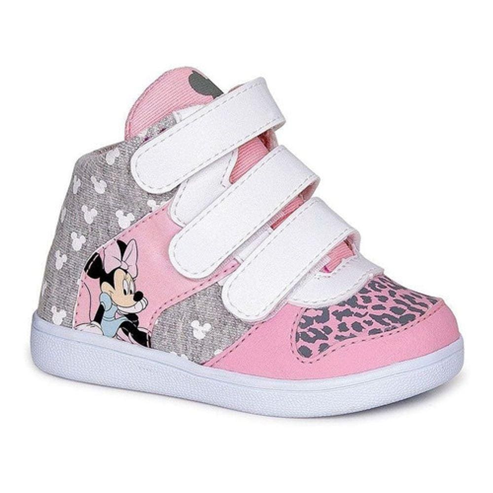 Tênis Infantil Feminino Minnie Nº23 Cor Rosa com Cinza - Sugar Shoes