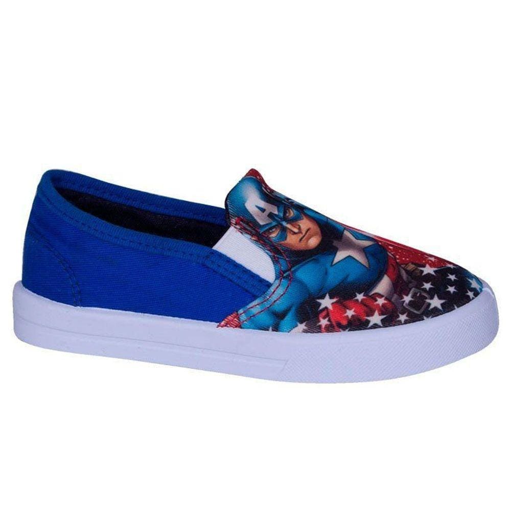 Tênis Infantil Masculino Capitão América Vingadores Marvel Nº23 Cor Azul - Sugar Shoes