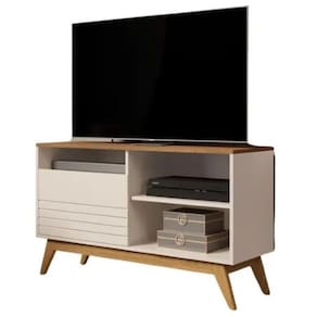 Rack Bancada Retrô TV Até 46 Polegadas Com 1 Porta e Nichos Wood Fenix