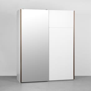 Guarda Roupa Maxx 2 Portas de Correr com 1 Espelho 1,83m - Branco e Prata