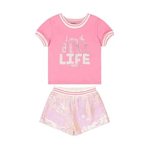 Conjunto Infantil Manga Curta Com Shorts Em Paetê Mundi Ref:25871 4/10