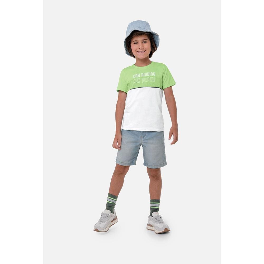 Conjunto Infantil Masculino Blusa Manga Curta E Bermuda Jeans Carinhoso Ref:1000108873 10/16