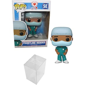 Funko Pop! Heróis: Trabalhador da linha de frente - Trabalhador hospitalar masculino #2 pacote com 1 Protetor de Caixa PopShield