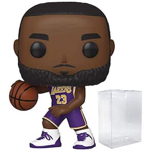 Camisola roxa Lebron James LA Lakers POP! Boneco esportivo da NBA (fornecido com protetor anti-pop para proteger a caixa de exibição)