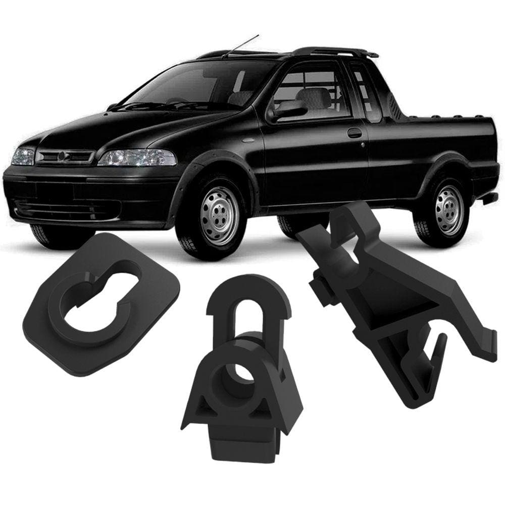 Kit Grampos Presilhas Para Haste Vareta do Capô Strada G2 2001 2002 2003 2004 2005 2006 2007