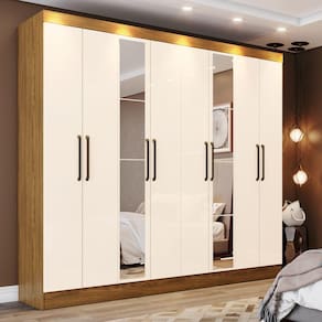 Guarda Roupa Casal 08 Portas 4 Gavetas com Espelho Mabilu Casa 812