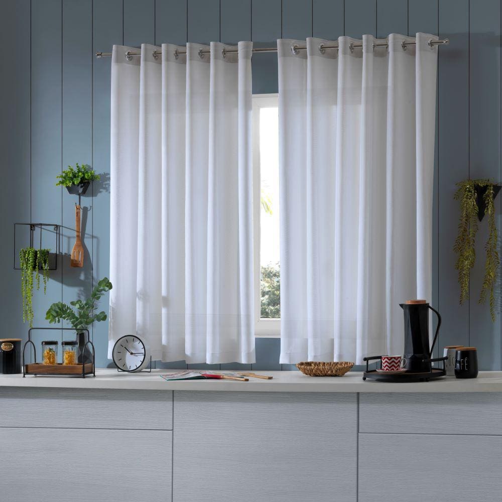 Cortina Cozinha Duplex Bellini 3,60x1,20m Branco - Bella Janela4