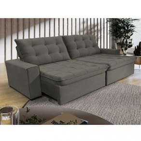 Sofá 4 Lugares Retrátil Reclinável 270cm Veludo Califórnia Wood Estofados
