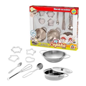 Jogo De Cozinha Infantil Panelas Forminhas Inox Brinquedo