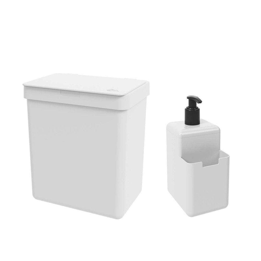 Kit Cozinha Dispenser + Lixeira Single 2,5l - Brinox Branco