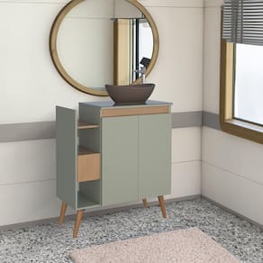 Gabinete Para Banheiro em Madeira Lótus 80 Jequitibá/ Verde